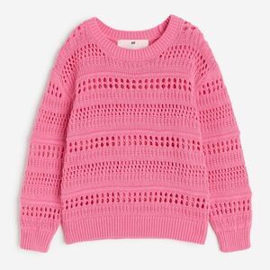 Girls Bright Pink Crochet Cozy Valentine's Day Cotton Sweater Size 3/4t NEW